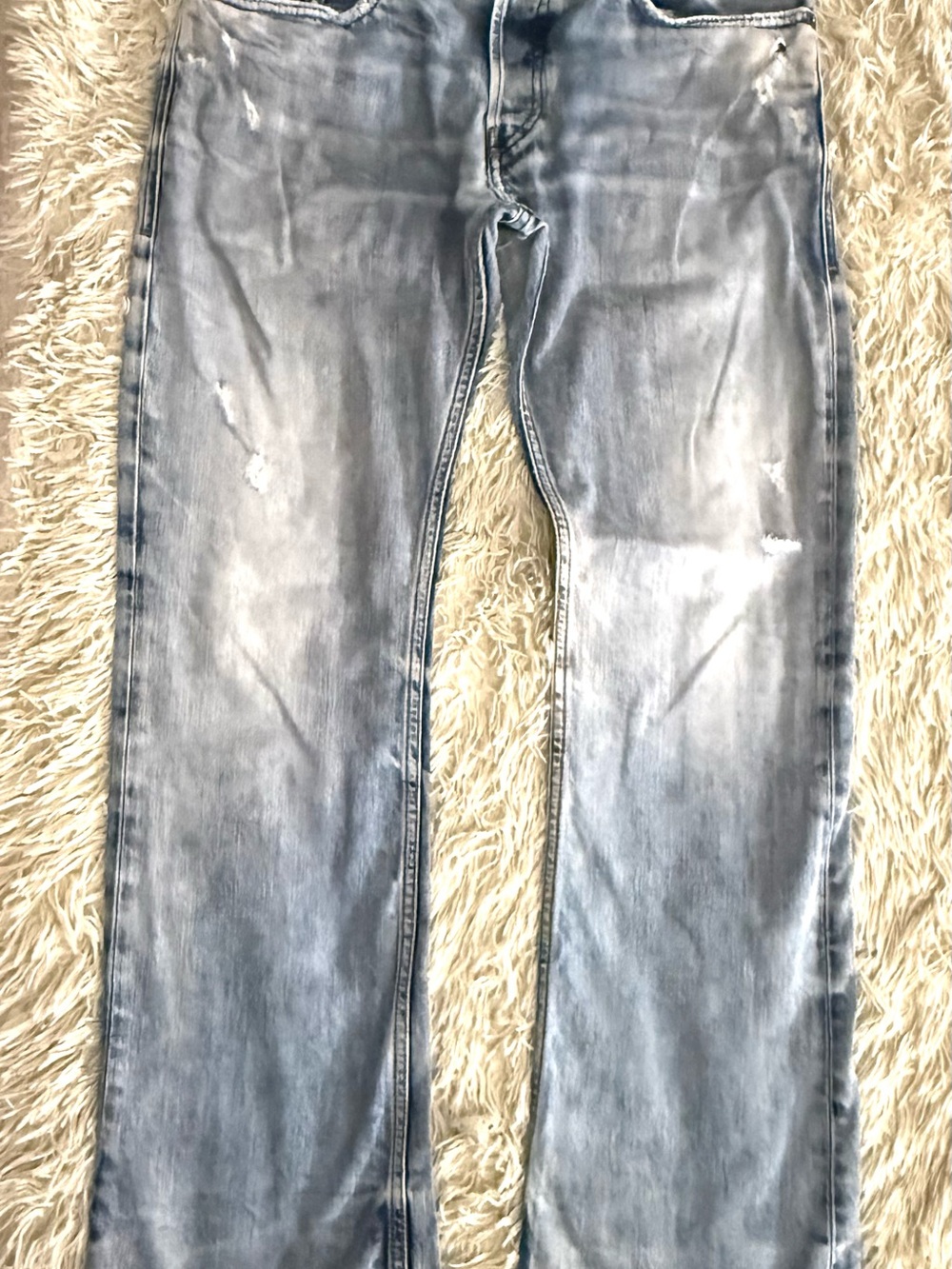 Diesel Men's Washed Blue Straight Jeans